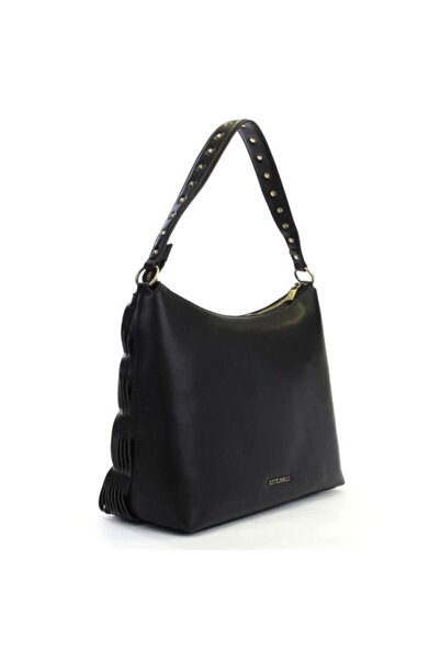 Just Cavalli Women's Brand Logo Detailed Multi-Card Compartment Daily Black Shoulder Bag 76RA4BFB ZSA75-899