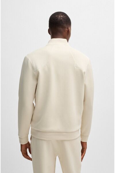 BOSS Erkek Kapalı Yaka Fermuar Kapamalı Uzun Kollu Ekru Sweatshirt 50521368-131