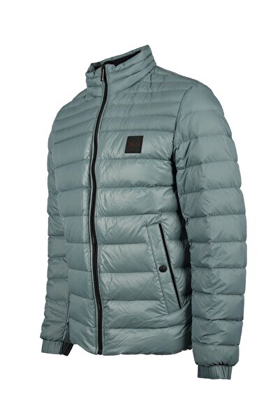 BOSS Erkek Logolu Fermuar Kapamalı Cepli Kışlık Mavi Mont 50503693-375