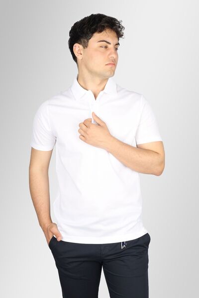 PAUL&SHARK Erkek Pamuklu Polo Yaka Kısa Kollu Günlük Kullanım Beyaz Polo Yaka...