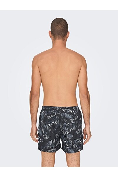 Only & Sons Ted Life Swim Short Leaves Aop Herren Marineblaue Shorts 22025383-04