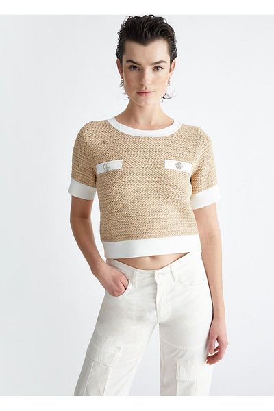 Liu Jo Women's Brand Logo Long Sleeve Comfortable Camel Blouse MA4130MA55N-C3389