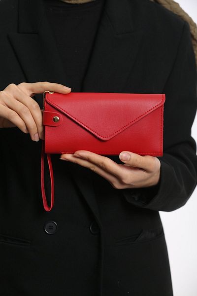 Blatoune Polo Envelope Phone and Coin Compartment Envelope Model Elegant Red Women's Wallet Hand Bag