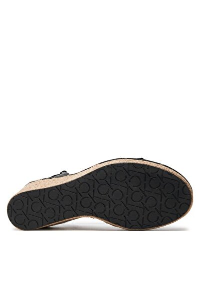 Calvin Klein Women's Thick Sole Brand Logo Lace-Up Black Sandals HW0HW01963-BEH