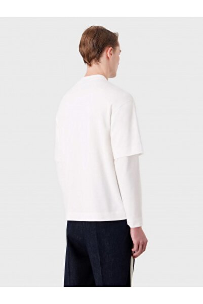 Emporio Armani Ανδρικό μακρυμάνικο μπλουζάκι κανονικής εφαρμογής καθημερινής χρήσης λευκό 6R1TBZ 1JWZZ-0101