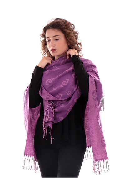 Liu Jo Women's Patterned Tasseled Daily Use Purple Shawl & Scarf & Scarf 2F3087T0300-83838