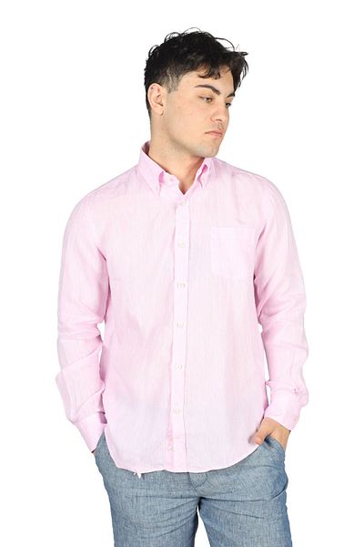 PAUL&SHARK Men's Brand Logo Buttoned Shirt Collar Long Sleeve Pink Shirt24413098-133