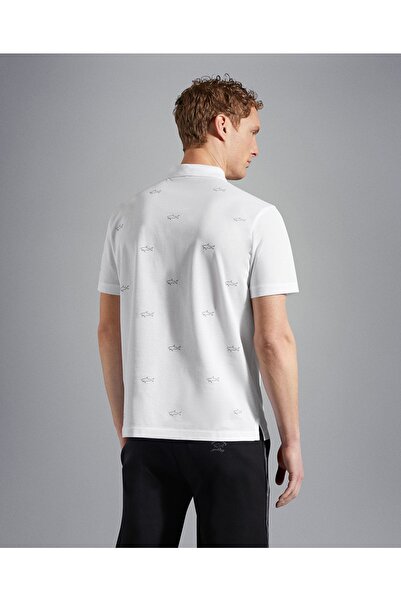 PAUL&SHARK Men's Basic Short Sleeve Logo Embroidered White Polo Collar T-shirt23411252-010