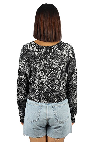 Liu Jo Women's Crew Neck Printed Comfortable Black Sweater MF3165MA49I-Q9844