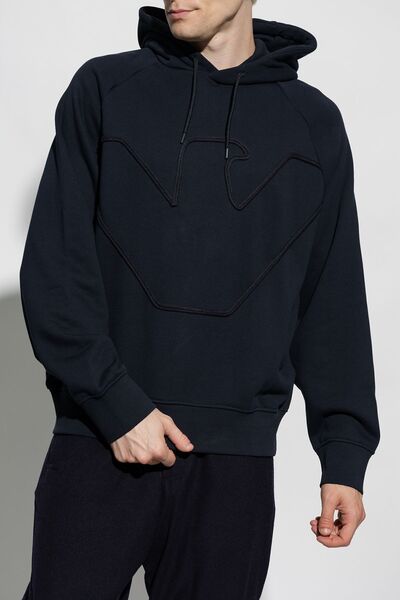 Emporio Armani سويت شيرت رجالي مريح بأكمام طويلة وشعار العلامة التجارية باللو...