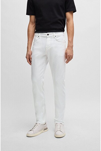 BOSS Erkek Denim Normal Belli Düz Model Günlük Kullanım Beyaz Jeans 50514321-100