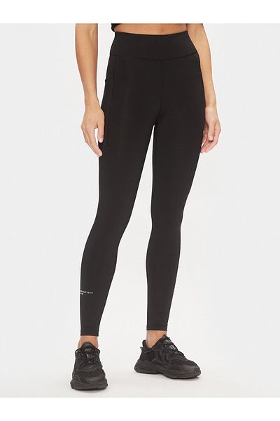 Tommy Hilfiger Women's Elastic Waist Logo Relaxed Cut Black Tights WW0WW41088-BDS