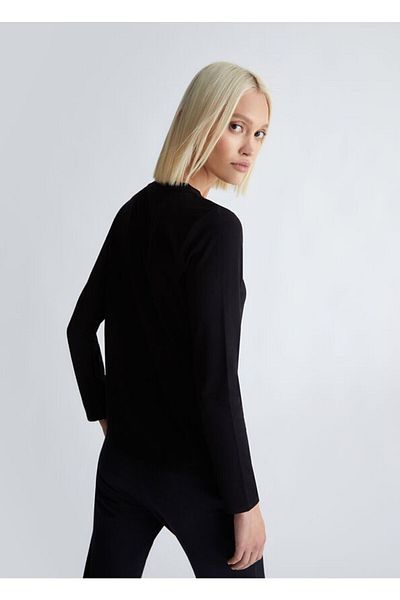 Liu Jo Women's Long Sleeve V-Neck Crop Length Black Blouse TF3107J0088-22222
