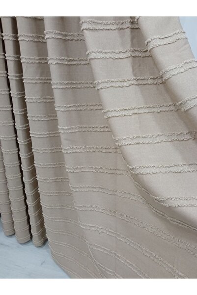 Vinaldi Μπεζ Χρώμα Μονό Φτερό Μαργαριτάρι Λινό Φόντο - Δεν Ζητά Σιδέρωμα