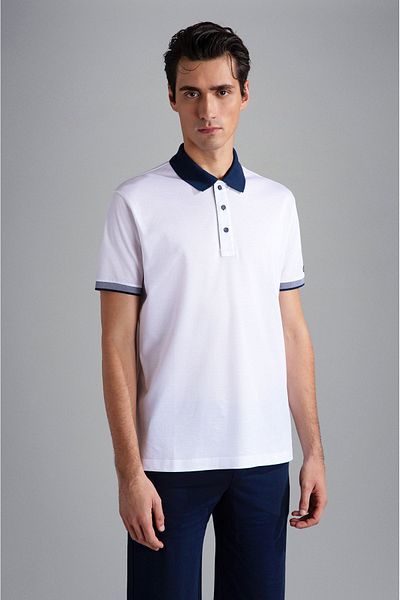 PAUL&SHARK Tricou cu guler polo pentru bărbați din bumbac, cu închidere cu nasturi, cu mânecă scurtă, cu guler polo,24411316-010