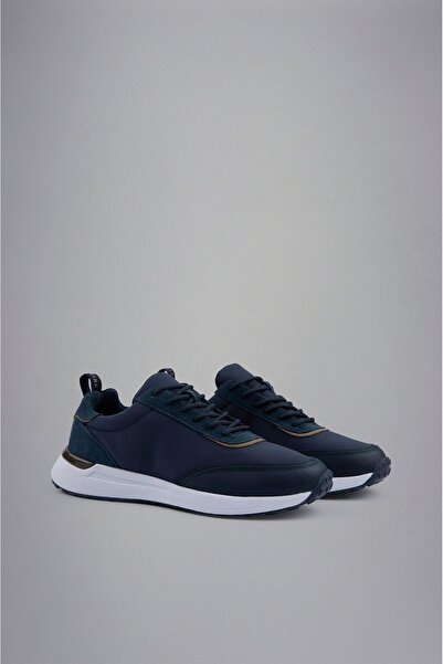 PAUL&SHARK Men's Lace-up Walking Logo Detailed Navy Blue Sneakers24418000-013