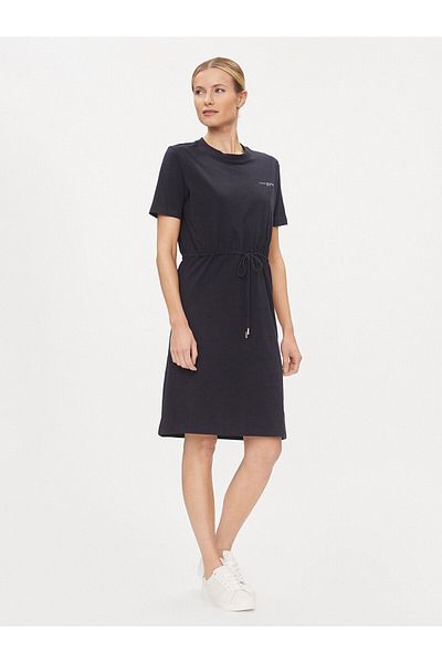 Tommy Hilfiger Women's Brand Logo Short Sleeve Round Neck Navy Dress WW0WW40734-DW5