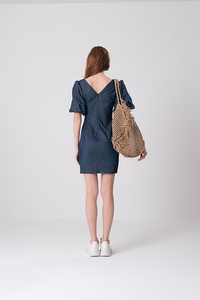 EXPLOSION Rochie casual pentru femei Indigo - guler Degaje, maneca scurta EXP57654-INDIGO