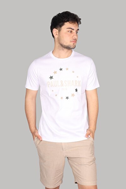 PAUL&SHARK White Regular Fit T-Shirt - Crew Neck, Logo Detailed, Men's Brand24411044-010