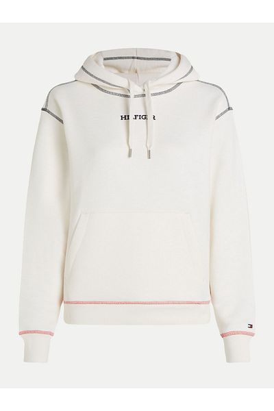 Tommy Hilfiger White Brand Logo Long Sleeve Women's Sweatshirt - WW0WW42424-YBH