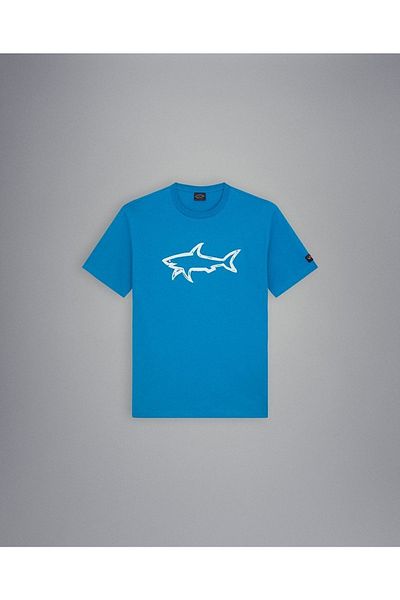 PAUL&SHARK Ανδρικό λογότυπο Basic Regular Fit κοντομάνικο μπλε μπλουζάκι 22411073 -338