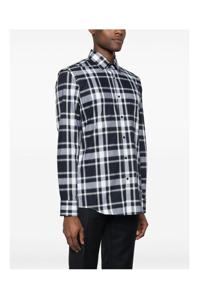 BOSS Erkek Marka Logolu Düğmeli Gömlek Yaka Uzun Kollu Yeşil Gömlek 50508749-348