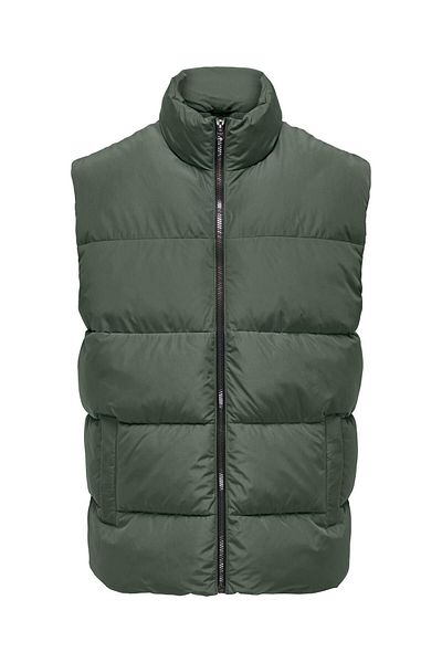 Only & Sons Ανδρικό παλτό χακί Melvin Life Puffer Vest Otw Vd 22022232 -03