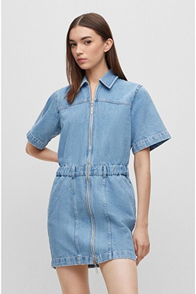 HUGO Kadın Logolu Rahat Kesim Mavi Elbise 50489296-430