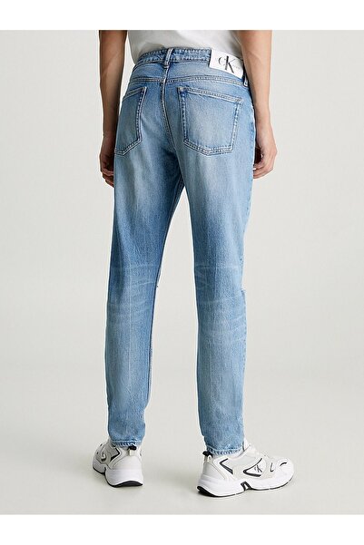 Calvin Klein Erkek Normal Belli Pamuklu Logo Desenli Mavi Jeans J30J324195-1A4