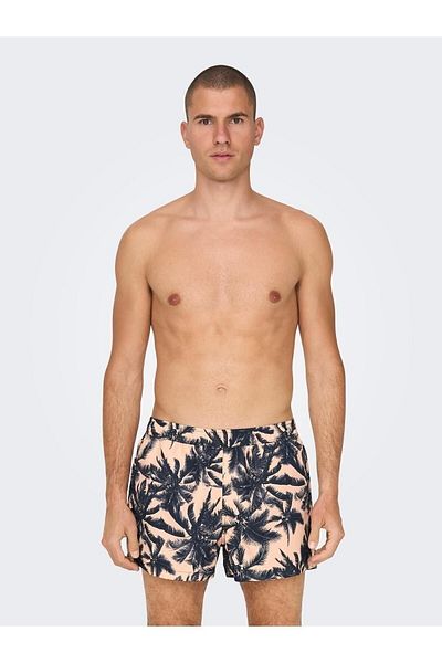 Only & Sons Ανδρικό πορτοκαλί σορτς Todd Swim Shortest Palm Aop 22026141 -23