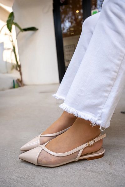 LAMİNTA Sandy Ten Mesh Detailed Women's Ballerinas