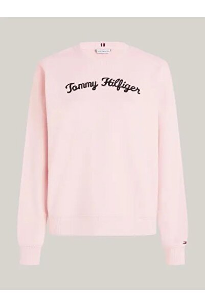 Tommy Hilfiger Kadın Marka Logolu Uzun Kollu Rahat Pembe Sweatshirt WW0WW42615-TIO