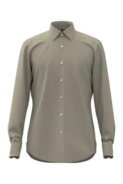 BOSS Erkek Uzun Kollu Slim Fit Düğmeli Gömlek Açık Gri Gömlek 50478620-336