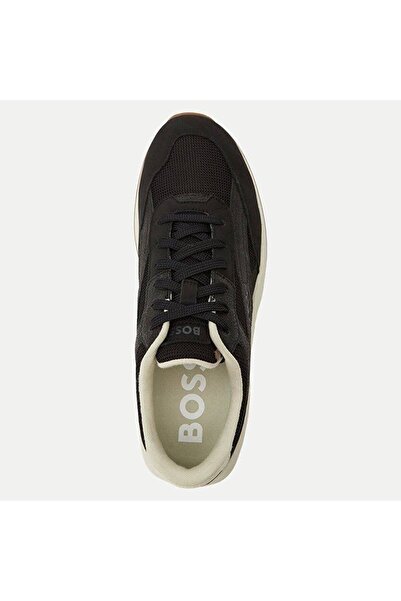 BOSS Erkek Logolu Normal Kalıp Bağcıklı Günlük Siyah Sneaker 50498902-001