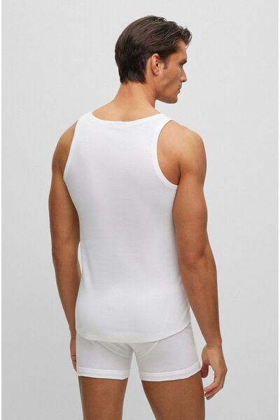BOSS Men's Cotton Logo Woven Fabric White Undershirt50475412-100