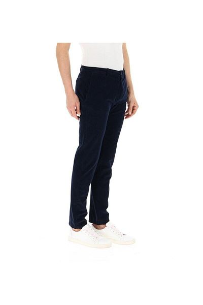PAUL&SHARK Men's Regular Waisted Slim Fit Straight Leg Navy Blue Trousers12314025-050