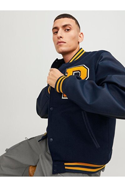 Jack & Jones Jack Jones Jorcollege Вовняна куртка-бомбер Noos Erkek Lacivert2 Ceket 12241559-15