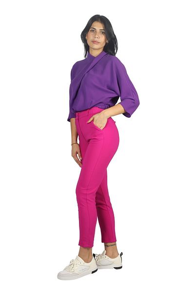 Ysatis Women's High Waist Slim Comfortable Fuchsia Trousers IYS2000123-FUCHIA