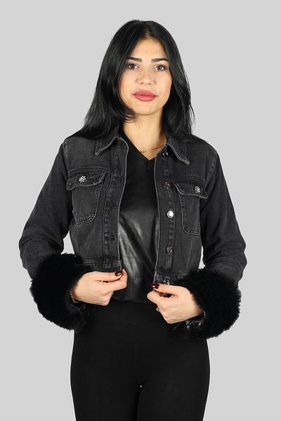 Liu Jo Women's Brand Logo Daily Use Black Jacket UF3078D4488-88257