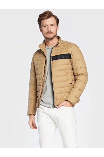 BOSS Men's Logo Zipper Closure Pocket Winter Brown Jacket50464308-260