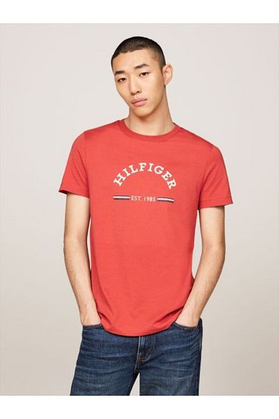 Tommy Hilfiger Men's Red T-Shirt - Short Sleeve, Plain Model, Woven Fabric MW0MW35466-XM0