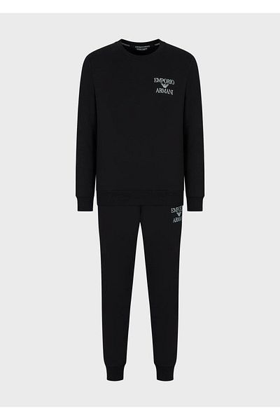 Emporio Armani Set de trening negru casual pentru bărbați, cu fermoar, cu guler în picioare 111927   3F571-00020