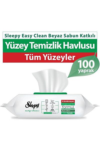 Sleepy Easy Clean Surface Cleaning Towel with White Soap - 100 Sheets (1 Piece)