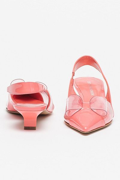 Emporio Armani Women's Short Heeled Pink Classic Heeled Shoes with Back Straps X3e430 Xn249-q913