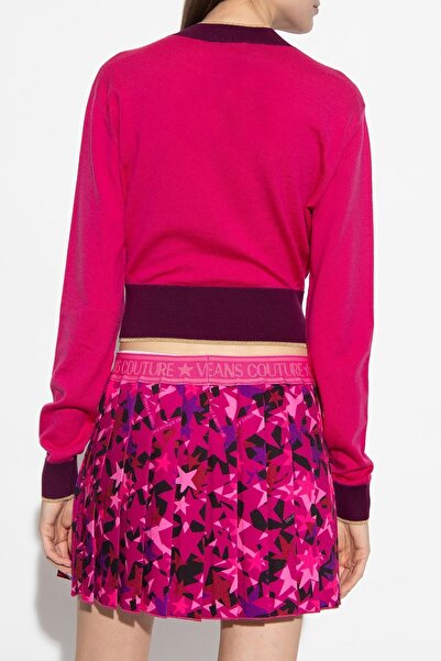 Versace Women's Logo Casual Long Sleeve Pink Sweater 75HAFM21 CM01A-455