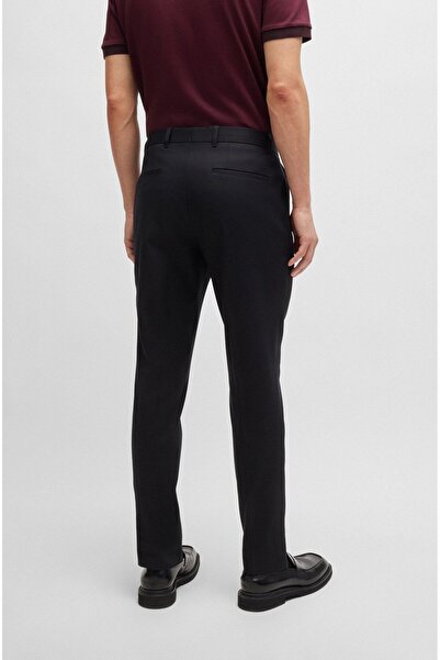 BOSS Erkek Slim Fit Yüksek Bel Büzgülü Dar Paça Siyah Pantolon 50521033-001
