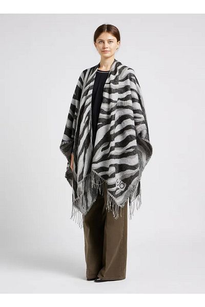 Liu Jo Women's Cotton Fabric Patterned Elegant Tasseled Gray Shawl & Scarf & Scarf 2F3071T0300-S19D1