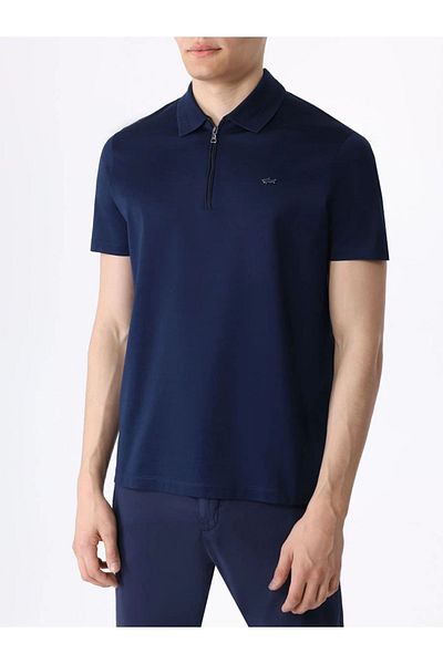PAUL&SHARK Men's Polo Neck Regular Fit Cotton Short Sleeve Navy Blue Polo Neck T-Shirt24411249-013