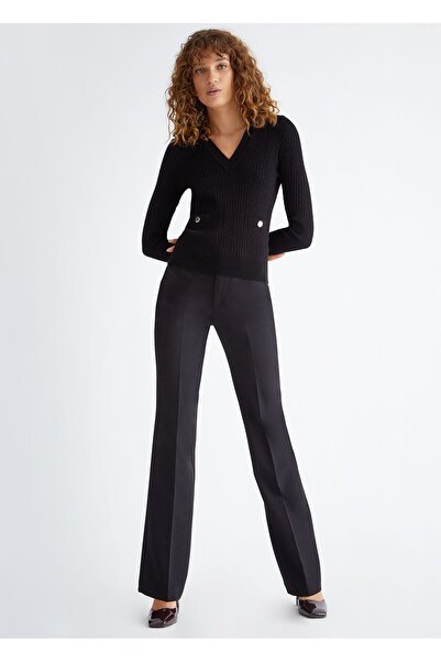 Liu Jo Women's Long Sleeve Patterned Soft Fabric Sweater Black Pullover MF3296MS99E-22222