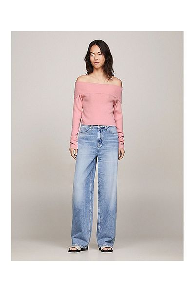 Tommy Hilfiger Women's Logo Round Neck Long Sleeve Casual Pink Sweater DW0DW17501-THA